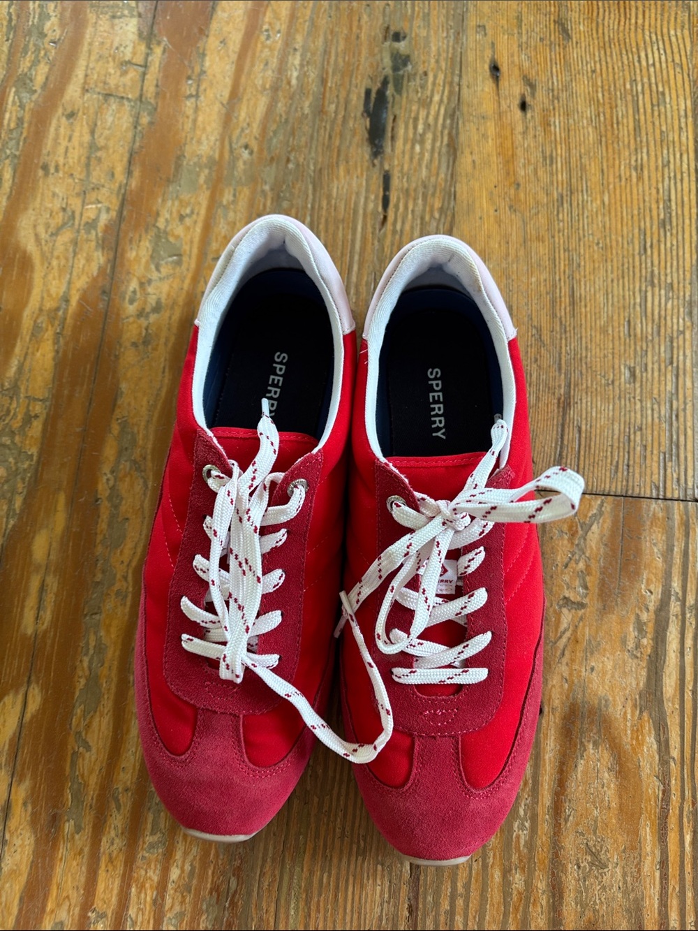 Sperry women’s Red Canvas & Suede Low-Top Sneakers